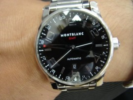 台中 流當品拍賣 原裝 Montblanc 萬寶龍 TimeWalker GMT自動 男錶 9成新 喜歡價可議