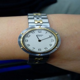 台中流當品拍賣 流當手錶 原裝 HERMES 愛馬仕 不鏽鋼半金 石英 女錶 9成新 喜歡價可議