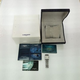 台中流當品拍賣 二手極新 原裝LONGINES 浪琴 不鏽鋼 鑽圈 石英 女錶 盒單齊