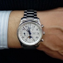 台中流當品拍賣 原裝LONGINES 浪琴 年曆 月相 24小時 計時 不鏽鋼 自動 男錶 喜歡價可議