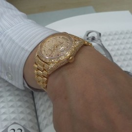 台中流當品拍賣 流當手錶 原裝 ROLEX 勞力士 18038 18K金 滿天星 鑽圈 鑽邊 全鑽帶 男錶 9成5新 喜歡價可議
