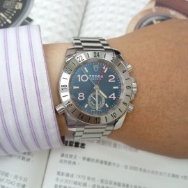 台中流當品拍賣 流當手錶 二手極新 原裝 TUDOR Aeronaut GMT 藍面 自動 男錶 盒單齊 喜歡價可議