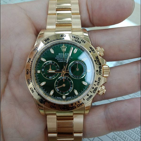 彰化流當手錶拍賣 原裝 ROLEX 勞力士 迪通拿 Daytona 116508 綠金迪 9成5新 UJ016